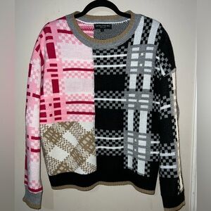 Central Park West New York Stylish Plaid Patch Women's Sweater